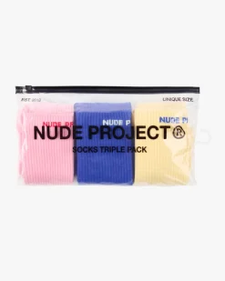Nude Project Allday Cotton Candy Socks 3Xpack New