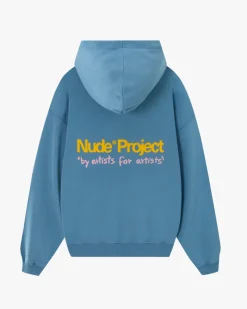Nude Project Cult Hoodie Washed Stone Blue Outlet