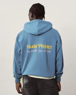 Nude Project Cult Hoodie Washed Stone Blue Outlet