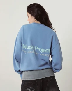 Nude Project Cult Sweatshirt Washed Stone Blue Online