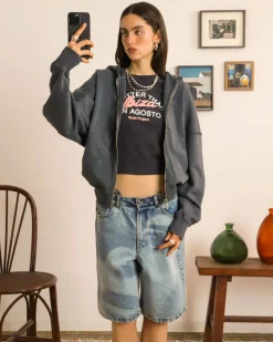 Nude Project Face Denim Shorts Fashion