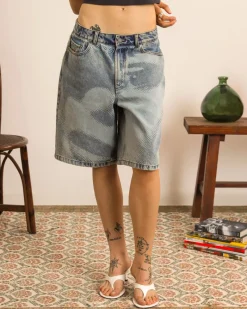 Nude Project Face Denim Shorts Fashion