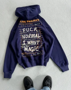 Nude Project Fuck Normal Hoodie Navy New
