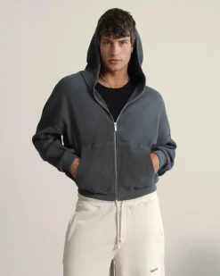 Nude Project Global Soon Waffle Zip-Up Hoodie Ash Outlet