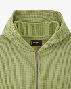 Nude Project Global Soon Waffle Zip-Up Hoodie Green Clearance