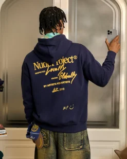 Nude Project Global Soon Zip-Up Hoodie Navy Fashion