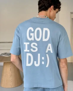 Nude Project God is a DJ Tee Baby Blue Fashion