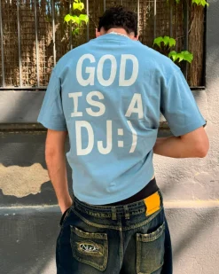 Nude Project God is a DJ Tee Baby Blue Fashion