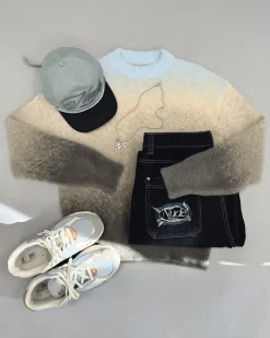 Nude Project Gradient Cozy Knit Sweater Baby Blue Best