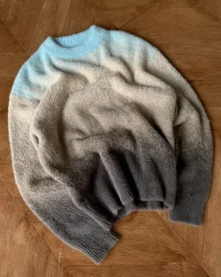 Nude Project Gradient Cozy Knit Sweater Baby Blue Best