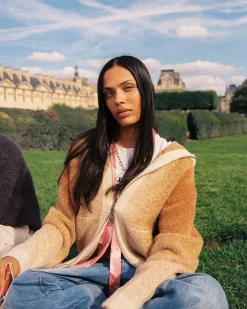 Nude Project Gradient Zip-Up Knit Hoodie Brown Outlet