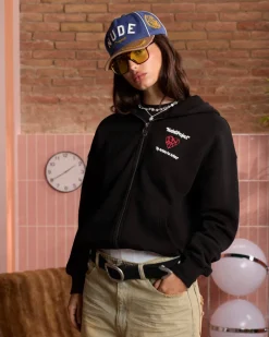 Nude Project Heartbroken Zip-Up Hoodie Black Sale