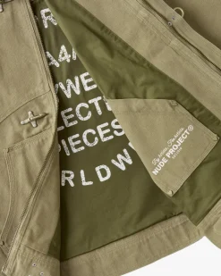 Nude Project Heavy Canvas Trucker Jacket Khaki Clearance