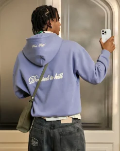 Nude Project Kill Bill Zip-Up Hoodie Blue Lilac Clearance