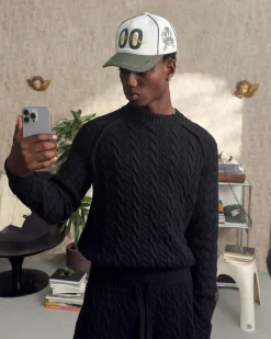 Nude Project La Nonna Cable Knit Sweater Black Sale