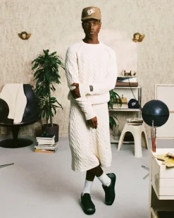 Nude Project La Nonna Cable Knit Sweater Marshmallow Discount