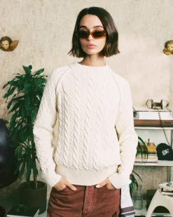 Nude Project La Nonna Cable Knit Sweater Marshmallow Discount