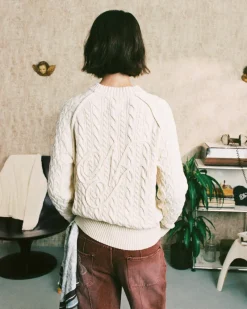 Nude Project La Nonna Cable Knit Sweater Marshmallow Discount