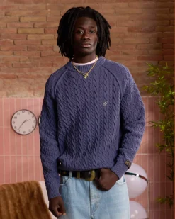 Nude Project La Nonna Knit Cable Sweater Navy Discount