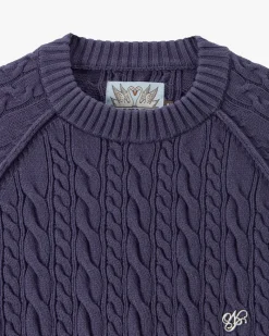 Nude Project La Nonna Knit Cable Sweater Navy Discount