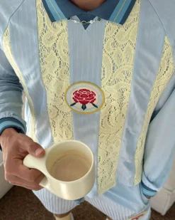 Nude Project Lace Football Polo Baby Blue Outlet