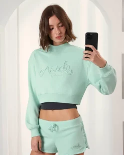 Nude Project Lacy Cropped Sweatshirt Green Discount