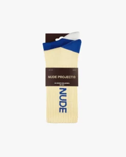 Nude Project Logo Socks Blue/Yellow 2Xpack Hot