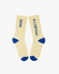 Nude Project Logo Socks Blue/Yellow 2Xpack Hot