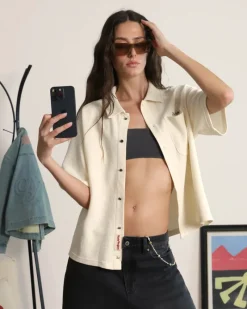 Nude Project Marbella Waffle Shirt Off-White Fashion