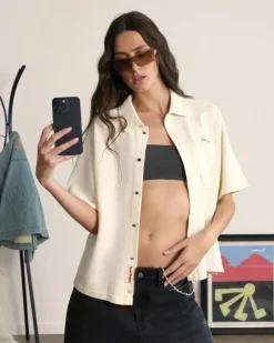 Nude Project Marbella Waffle Shirt Off-White Fashion