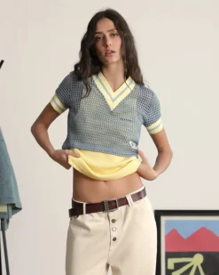 Nude Project Mesh Tee Blue Clearance