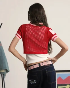 Nude Project Mesh Top Red Online