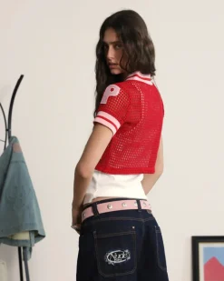 Nude Project Mesh Top Red Online