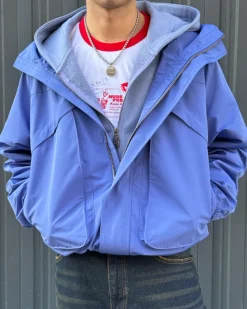 Nude Project Milestones Windbreaker Jacket Blue Discount