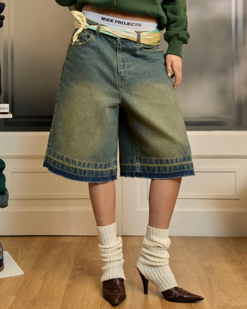Nude Project Old Baggy Denim Shorts Indigo Online