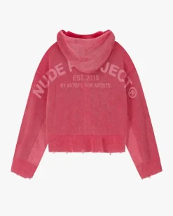 Nude Project Perfect Cropped Zip-Up Hoodie Raspberry Online