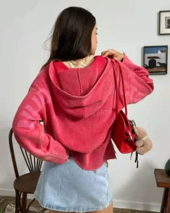 Nude Project Perfect Cropped Zip-Up Hoodie Raspberry Online