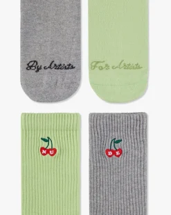 Nude Project Quote Socks Green/Grey 2Xpack Hot