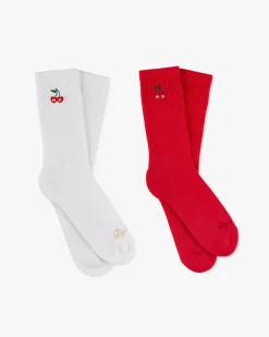 Nude Project Quote Socks Ivory/Red 2Xpack Discount