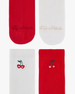 Nude Project Quote Socks Ivory/Red 2Xpack Discount
