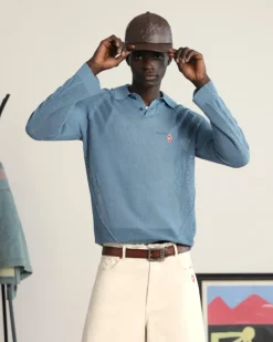 Nude Project Raglan Knit Polo Blue Hot