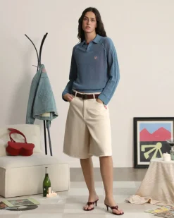 Nude Project Raglan Knit Polo Blue Hot