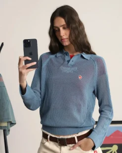 Nude Project Raglan Knit Polo Blue Hot