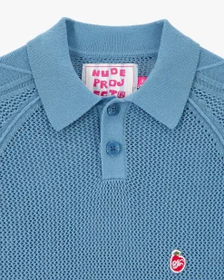 Nude Project Raglan Knit Polo Blue Hot