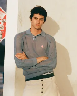 Nude Project Raglan Knit Polo Blue Hot