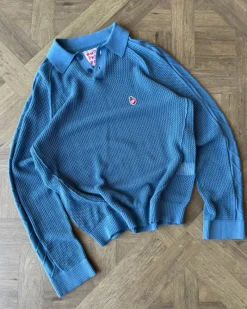 Nude Project Raglan Knit Polo Blue Hot