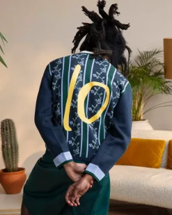 Nude Project Rosel Football Polo Knit Navy Outlet