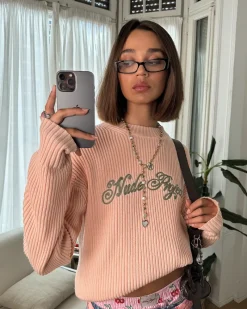 Nude Project Script Knit Sweater Pink Online