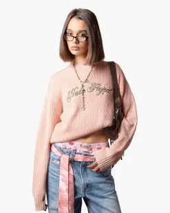 Nude Project Script Knit Sweater Pink Online