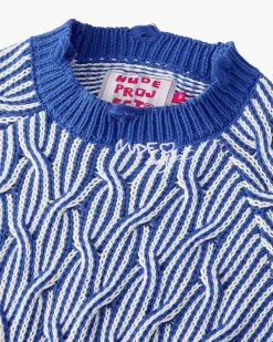 Nude Project Sour Cable Knit Sweater Blue New